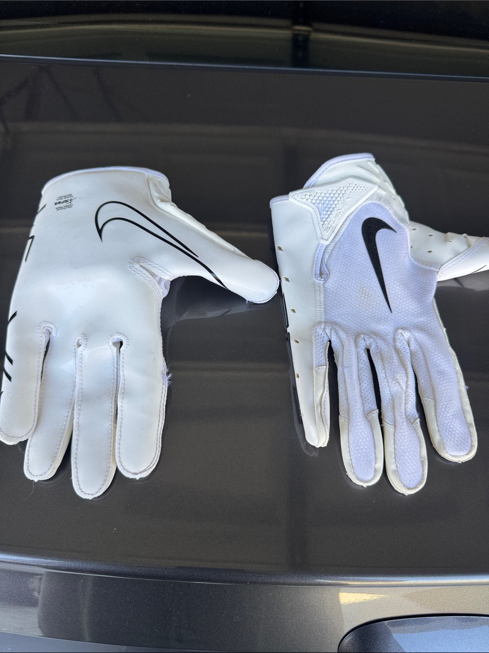 Boys Nike Vapor White and Black Football Gloves